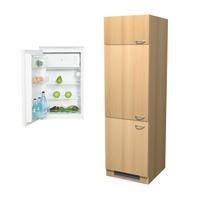 Kühlschrank-Umbauschrank Nano B: 60 cm Buche Dekor - Buchefarben, MODERN, Holzwerkstoff (60/200/57cm) - FlexWell