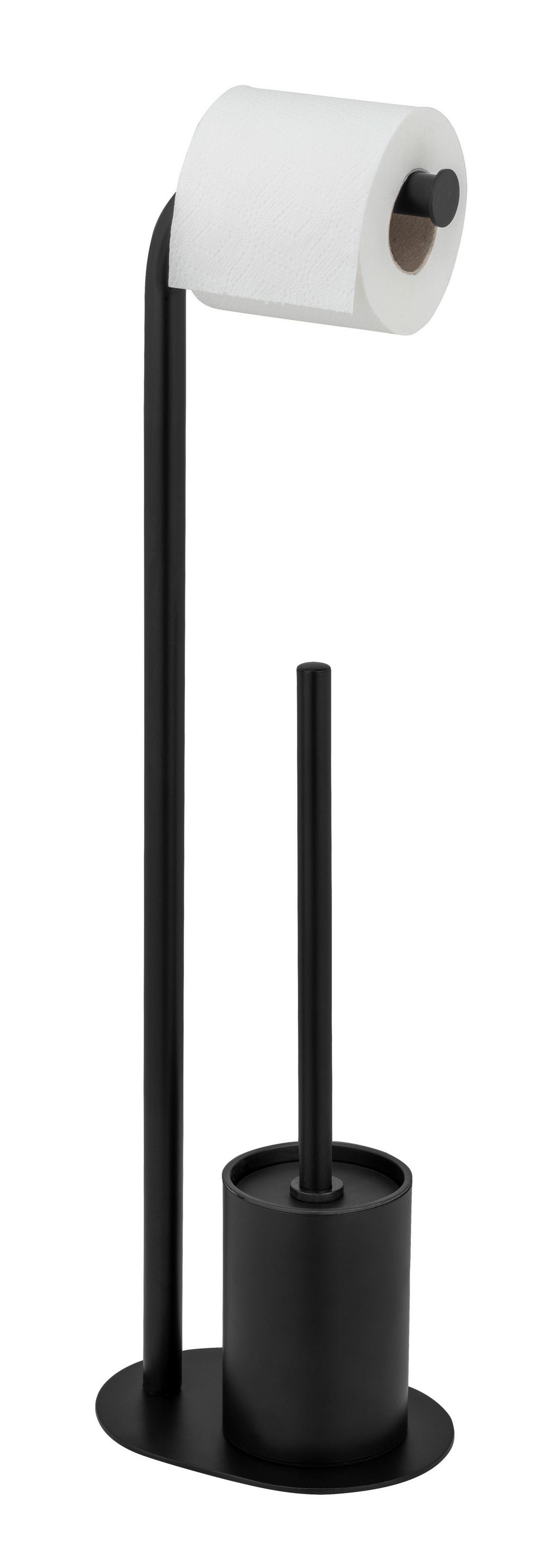 WC-Bürstengarnitur Levante Schwarz B: 23 cm - Schwarz, MODERN, Metall (23/63/17cm) - Wenko