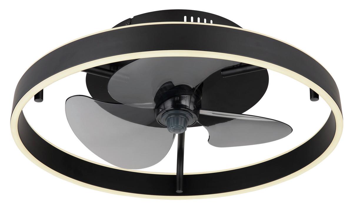 Deckenventilator Conway Schwarz Weiß D: 50 Cm - Schwarz/Weiß, KONVENTIONELL, Kunststoff/Metall (50/14,5cm) - Globo