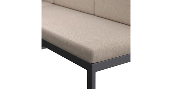 Loungegarnitur 5-Tlg Genf Metall/Textil/Glas mit Kissen - Hellgrau/Grau, MODERN, Glas/Textil (213/136cm) - Beldano