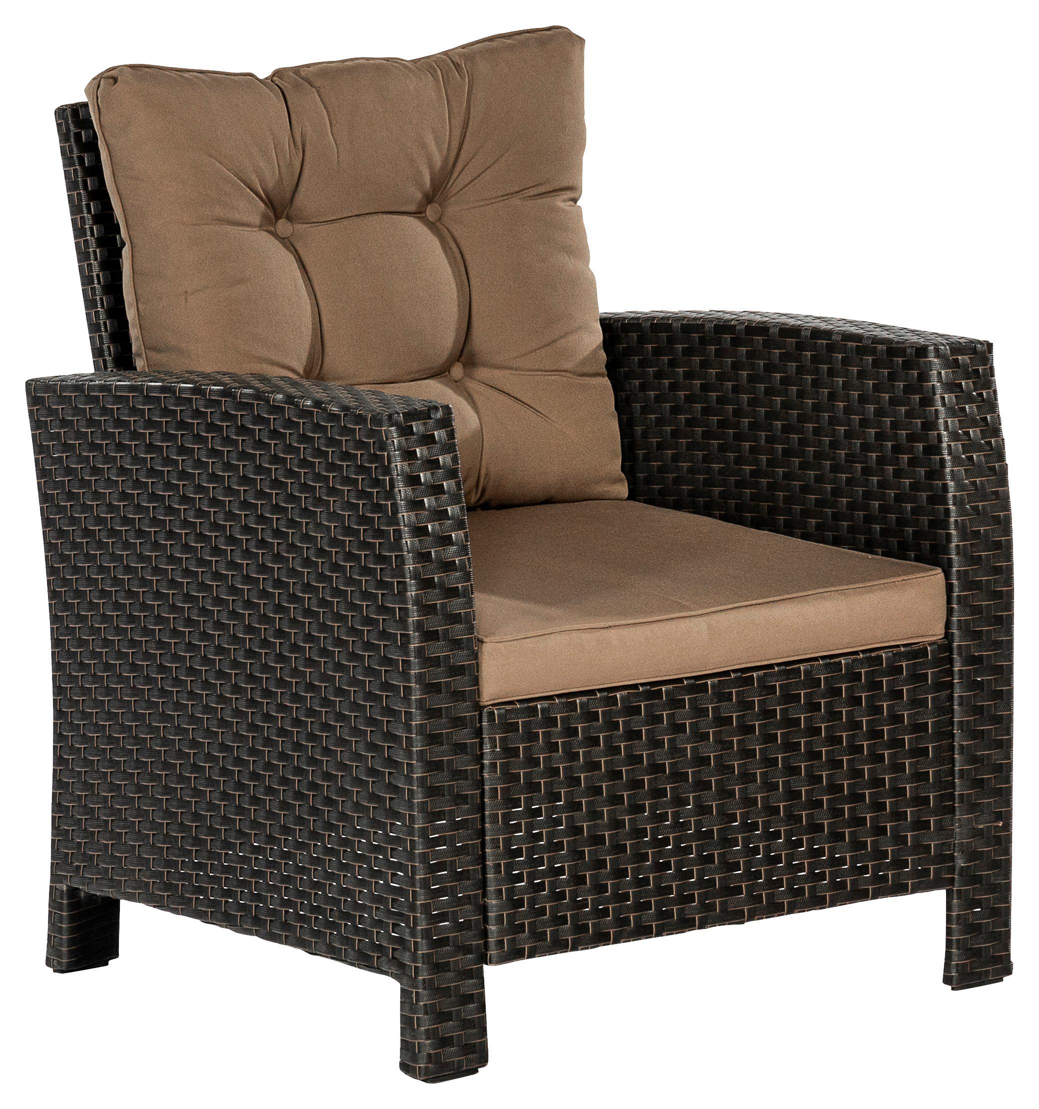 Rattansessel Salerno - Beige/Braun, MODERN, Kunststoff/Metall (72/85/66cm) - Gardenson