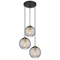 Hängeleuchte Vision H: 150 cm 3-Flammig  Kugelform - Messingfarben/Schwarz, Basics, Metall (39/150cm) - Globo