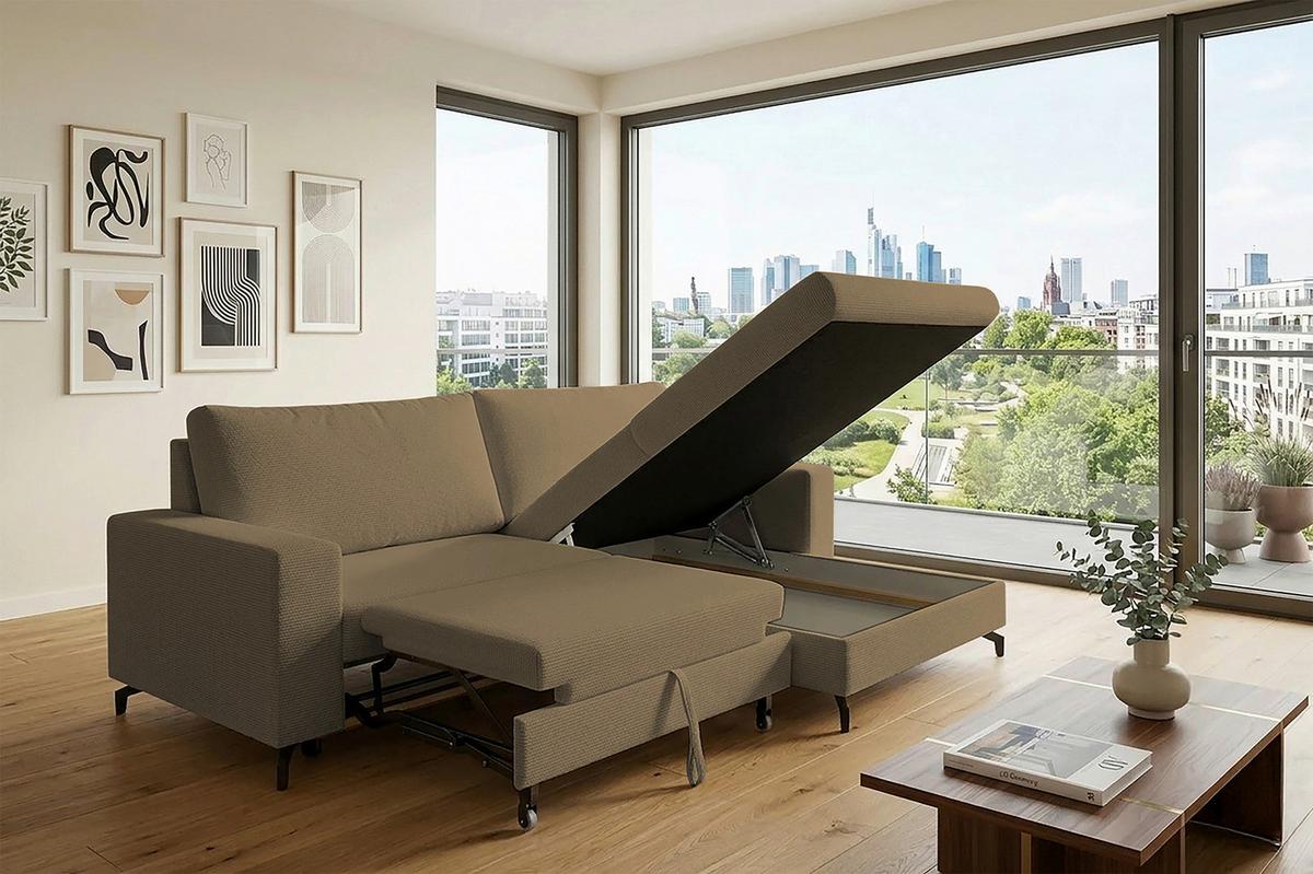 Ecksofa Clara Hellbraun B: 240 Cm - Hellbraun, MODERN, Textil (240/87/177cm)