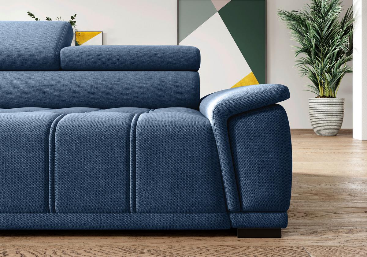 Rohová sedačka GRINALDI, levá, tmavě modrá - černá/tmavě modrá, Moderní, textil/plast (206/283cm) - Premium Living