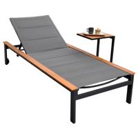 Sonnenliege Paxos Akazienholz/ /Metall/Kunststoff mit Rollen - Graphitfarben/Naturfarben, MODERN, Holz/Kunststoff (198/103/84cm) - Gardenson