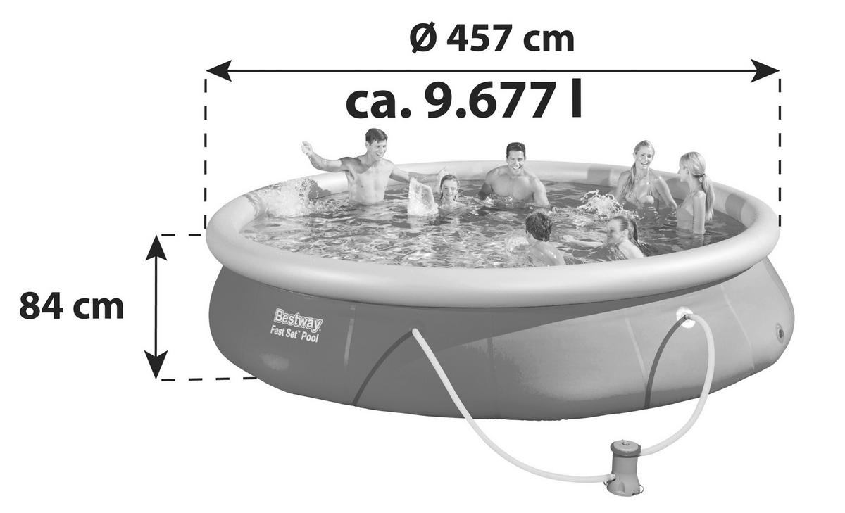 Aufstellpool Rund inkl. Pumpe D/H: 457x84 cm - Blau/Weiß, Kunststoff (457/84cm) - Bestway