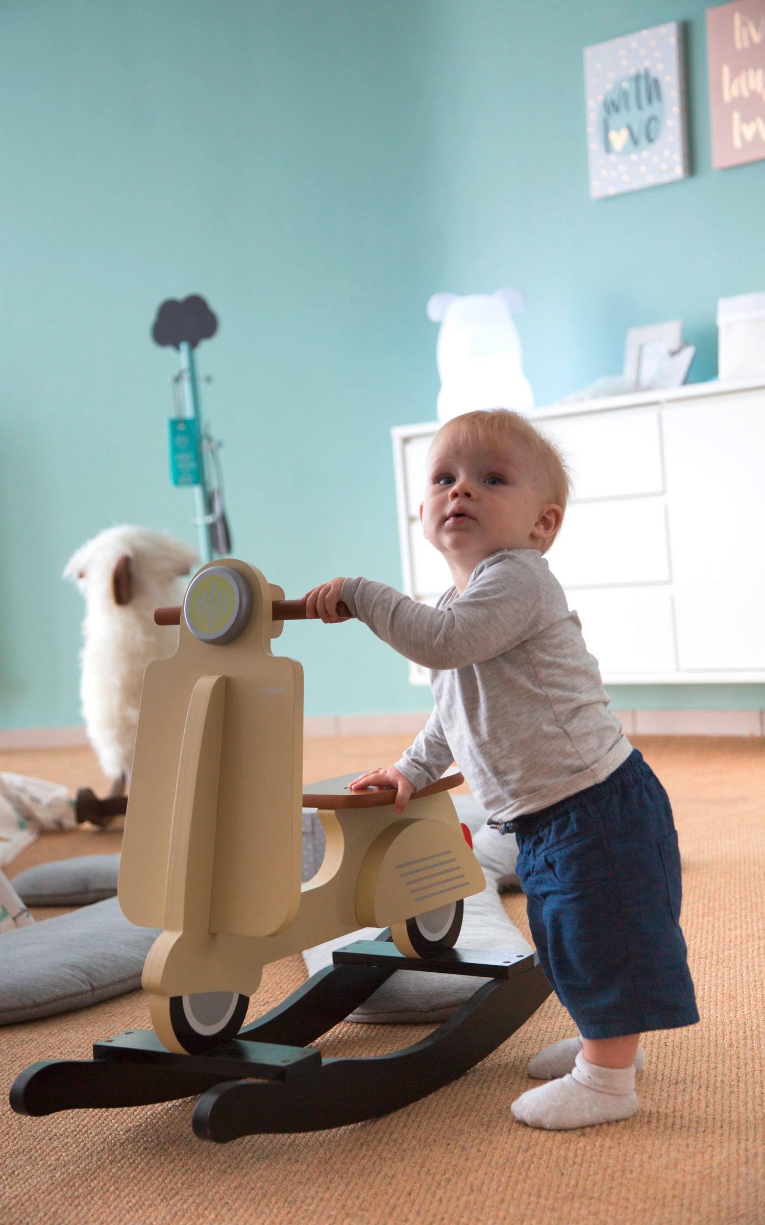 Schaukeltier Roller Creme, L: 70 cm - Creme, Basics, Holzwerkstoff (70/25/57cm) - Childhome