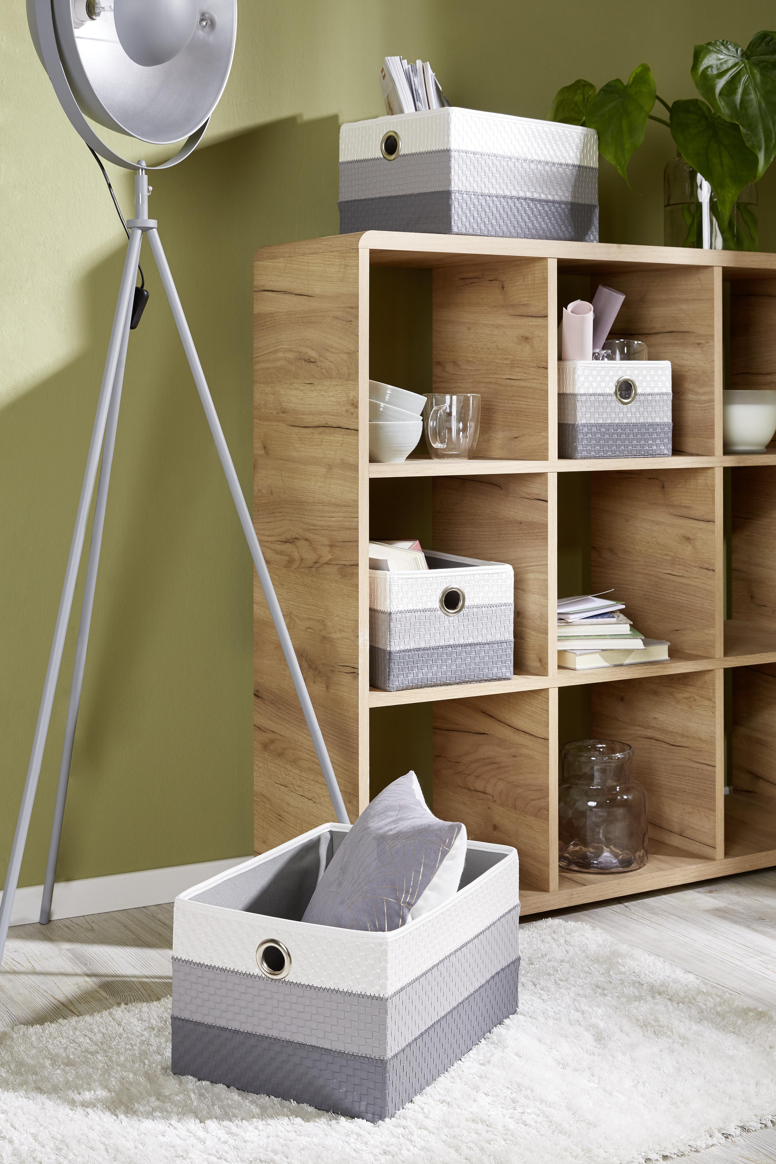 Regalkorb Debby 40x29 Cm Weiß/grau Kunststoff Lederlook