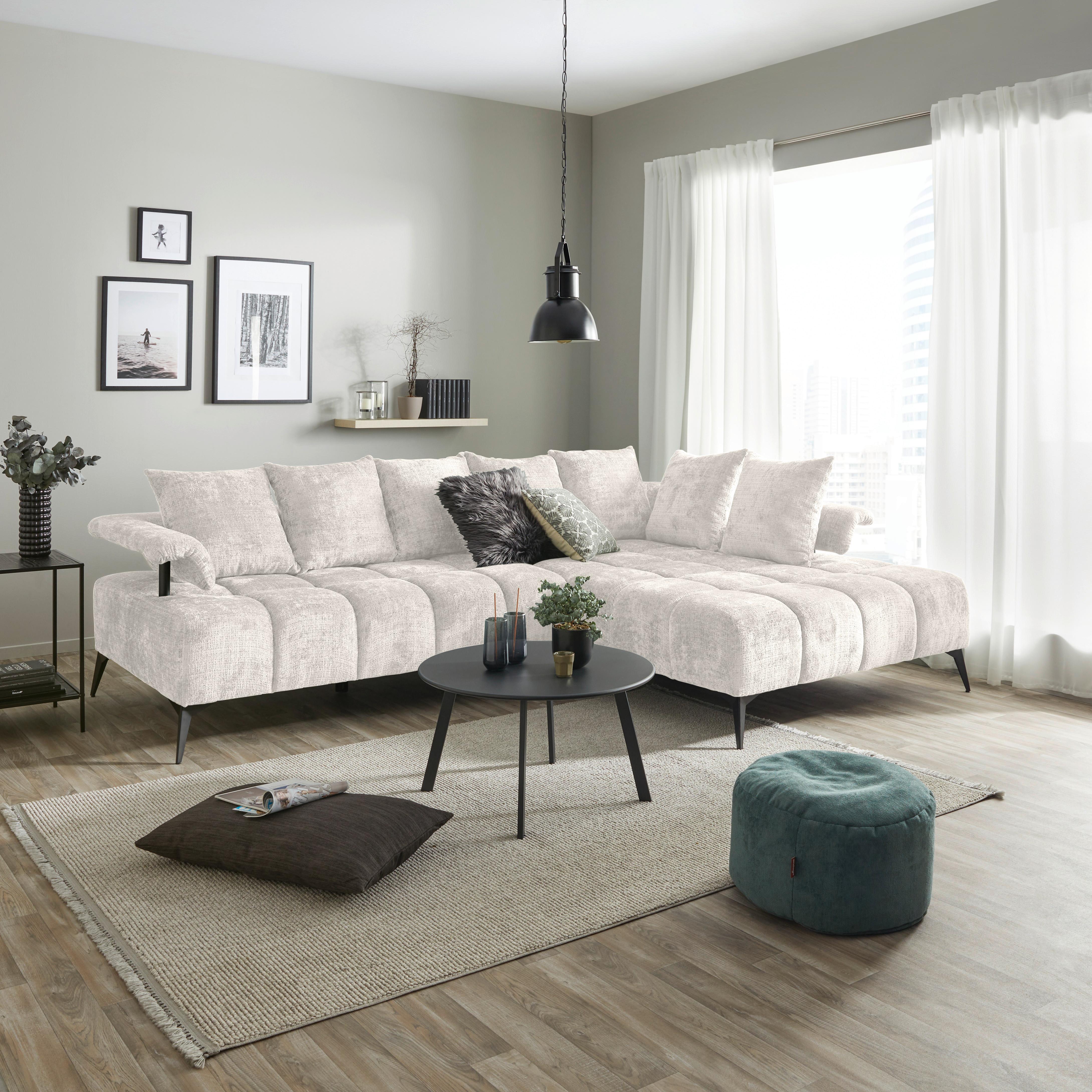 Sedacia súprava VANESSA NEW potrebná š. dverí 90 cm, pravá - čierna/béžová, Modern, kov/textil (297/200cm)