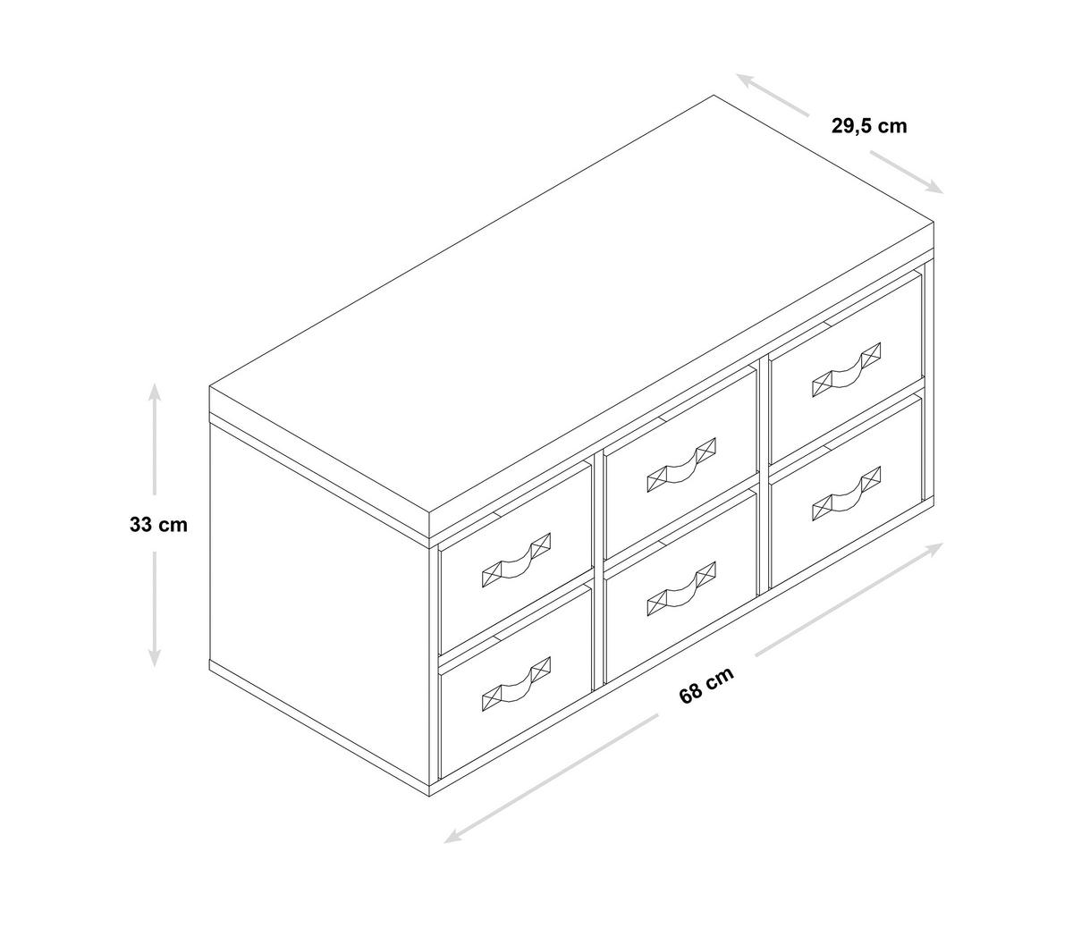 Kindersitzbank Grau / Türkis / Weiß Holz Dekor 68x29,5x33 cm - Türkis/Weiß, Basics, Holzwerkstoff (68/29,5/33cm) - Kesper