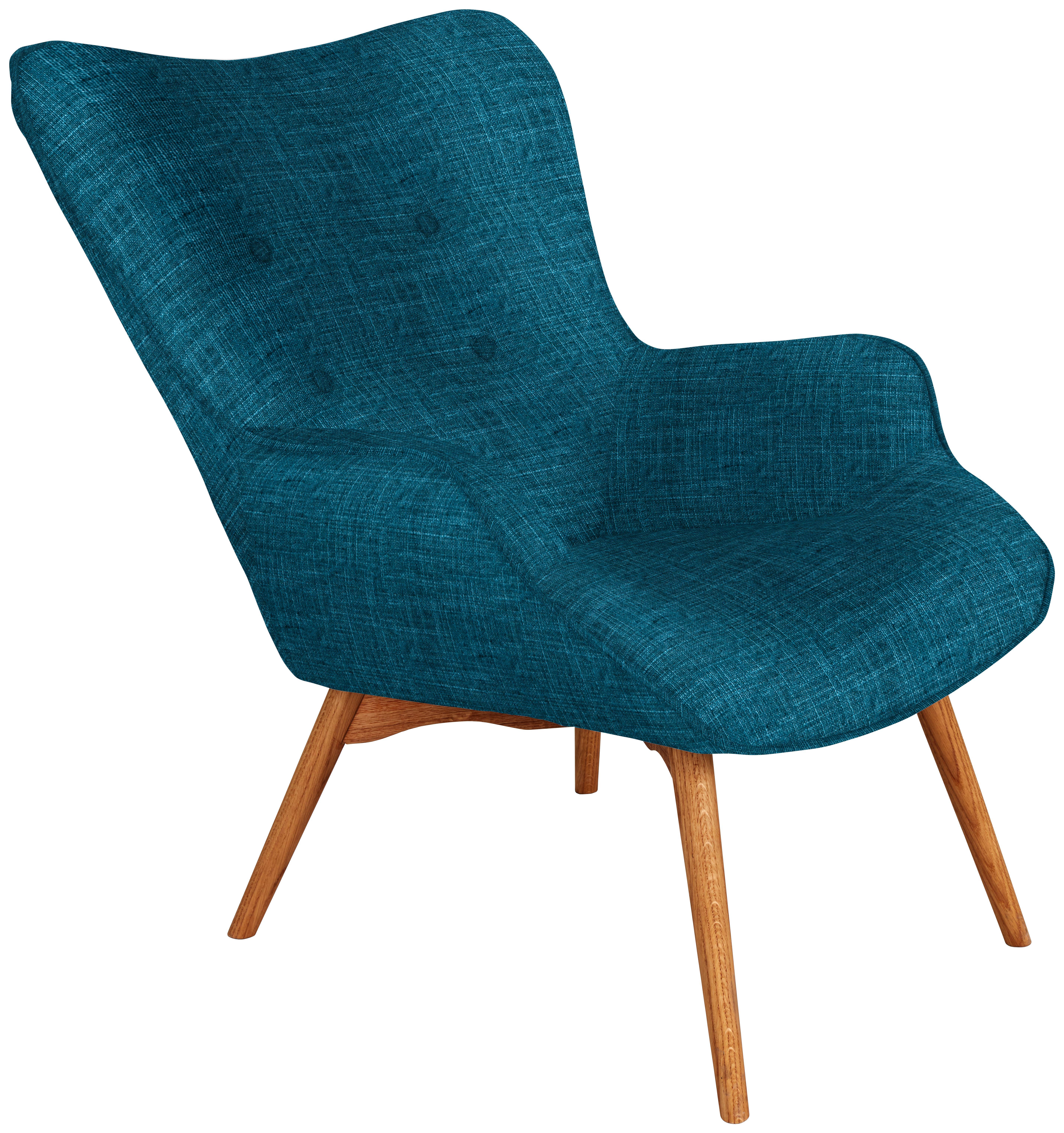 Ohrensessel Amarillo - Blau/Eichefarben, LIFESTYLE, Textil (82/94/73cm) - Luca Bessoni