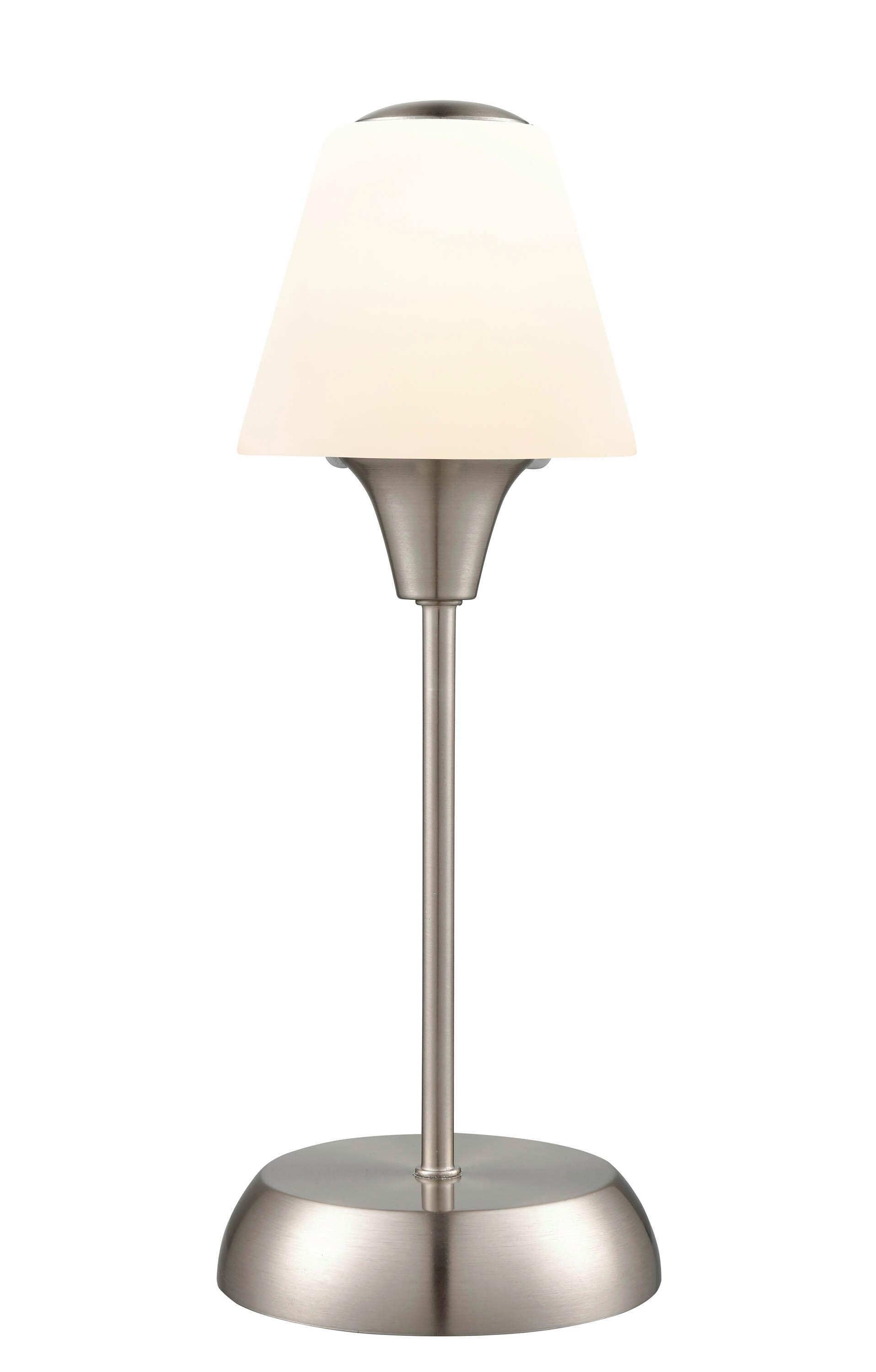 Tischlampe Elena Nickelfarben/ Milchglas mit Touchfunktion - Weiß/Nickelfarben, ROMANTIK / LANDHAUS, Glas/Metall (13/34cm) - James Wood