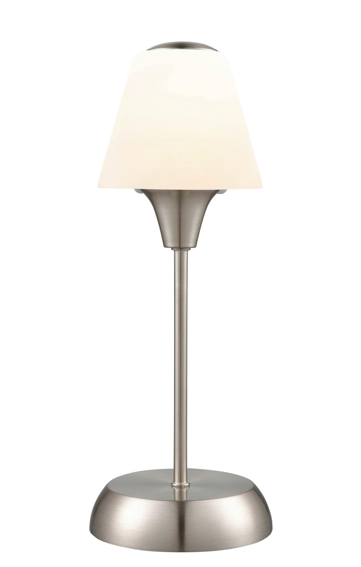 Tischlampe Elena Nickelfarben/ Milchglas mit Touchfunktion - Weiß/Nickelfarben, ROMANTIK / LANDHAUS, Glas/Metall (13/34cm) - James Wood