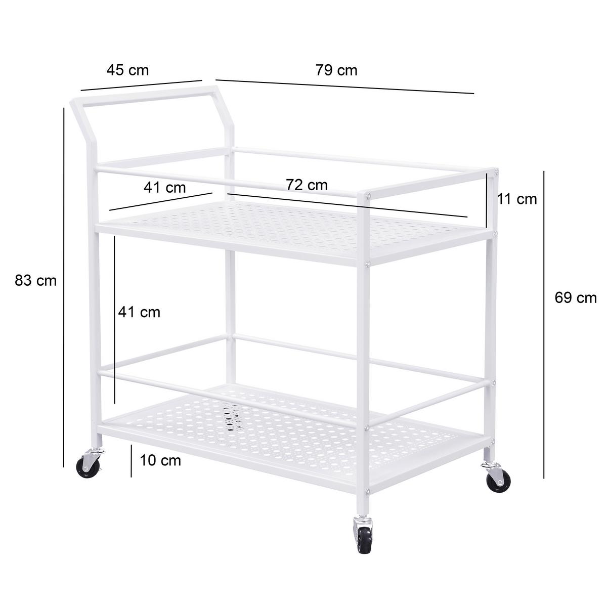 SERVIERWAGEN Weiß B: 79 cm - Weiß, Design, Kunststoff/Metall (79/45/83cm) - MID.YOU