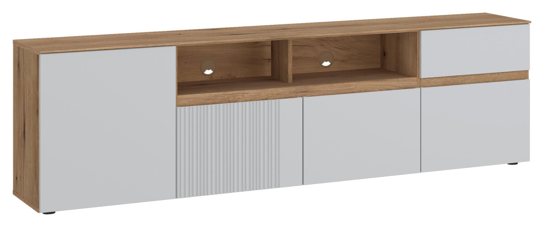 KOMODA POD TELEVIZI MANILLA - barvy dubu/černá, Trend, kompozitní dřevo/plast (200/59,5/40cm)