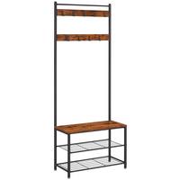 Garderobenständer Mit Sitzfläche, B: 70cm, H: 175 Cm - Schwarz/Braun, Trend, Holzwerkstoff/Metall (70/175/32cm) - Boxxx