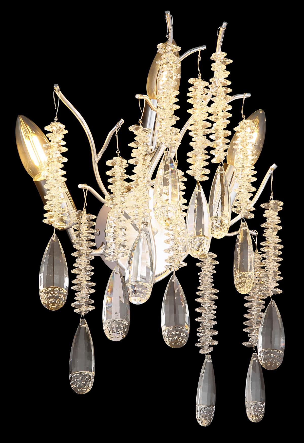 Wandleuchte Exkl. 3xe14, 40w - Klar/Silberfarben, KONVENTIONELL, Glas/Metall (35/47cm) - Globo