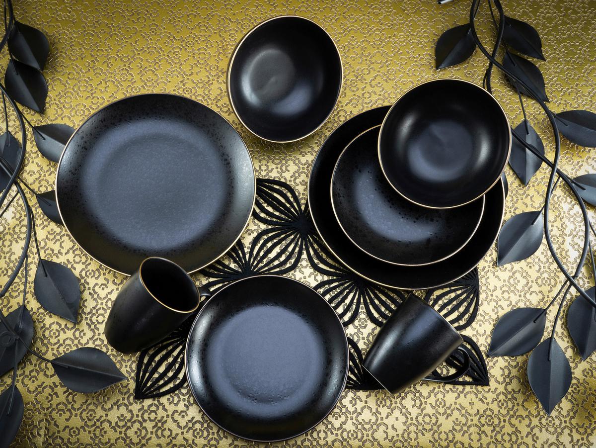 Kombiservice Industrial Keramik 4 Personen Schwarz - Schwarz, KONVENTIONELL, Keramik - Creatable