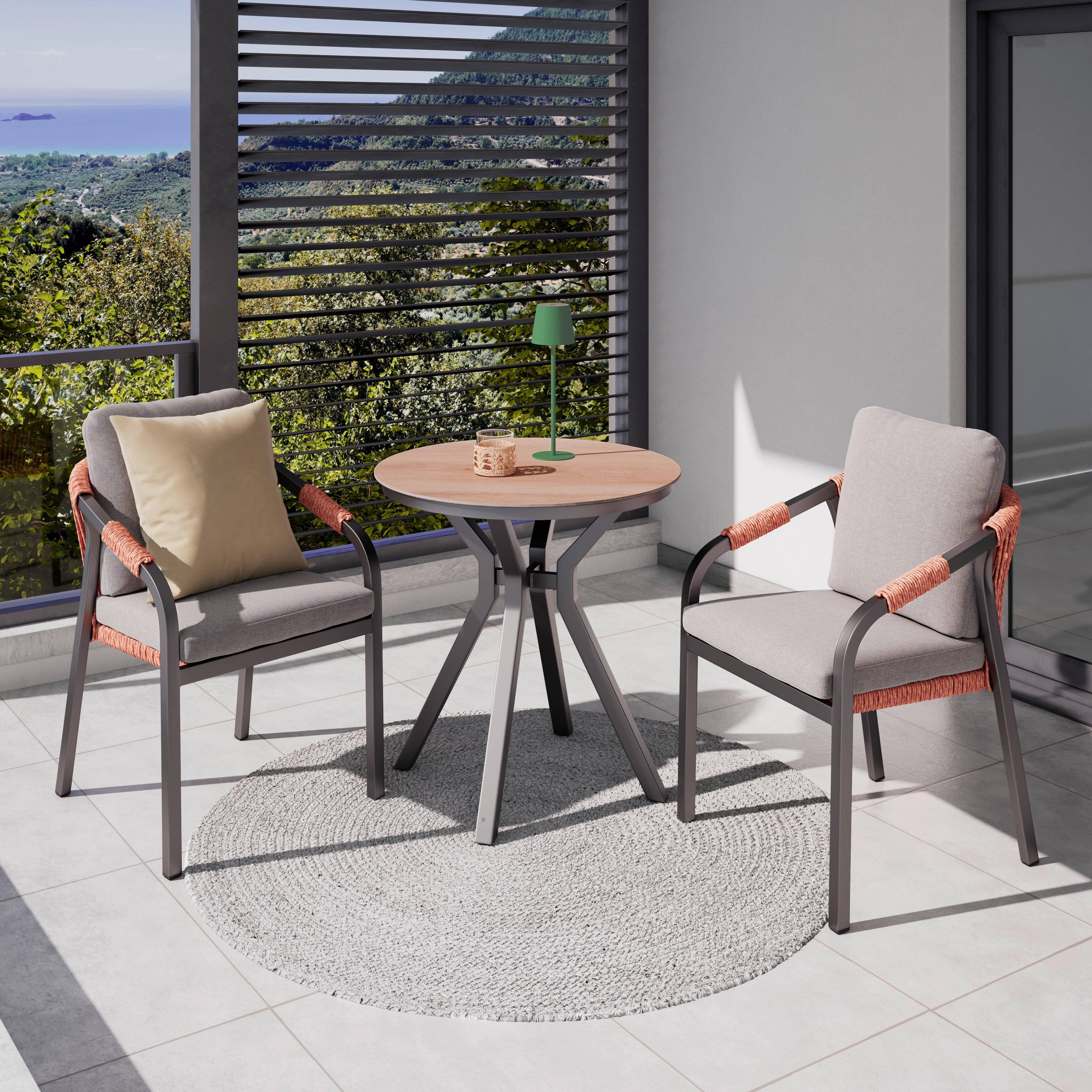 BALKÓNOVÁ ZOSTAVA JUSTIN - sivá/prírodná farba, Modern, kov/textil (70/74/70cm) - Mömax