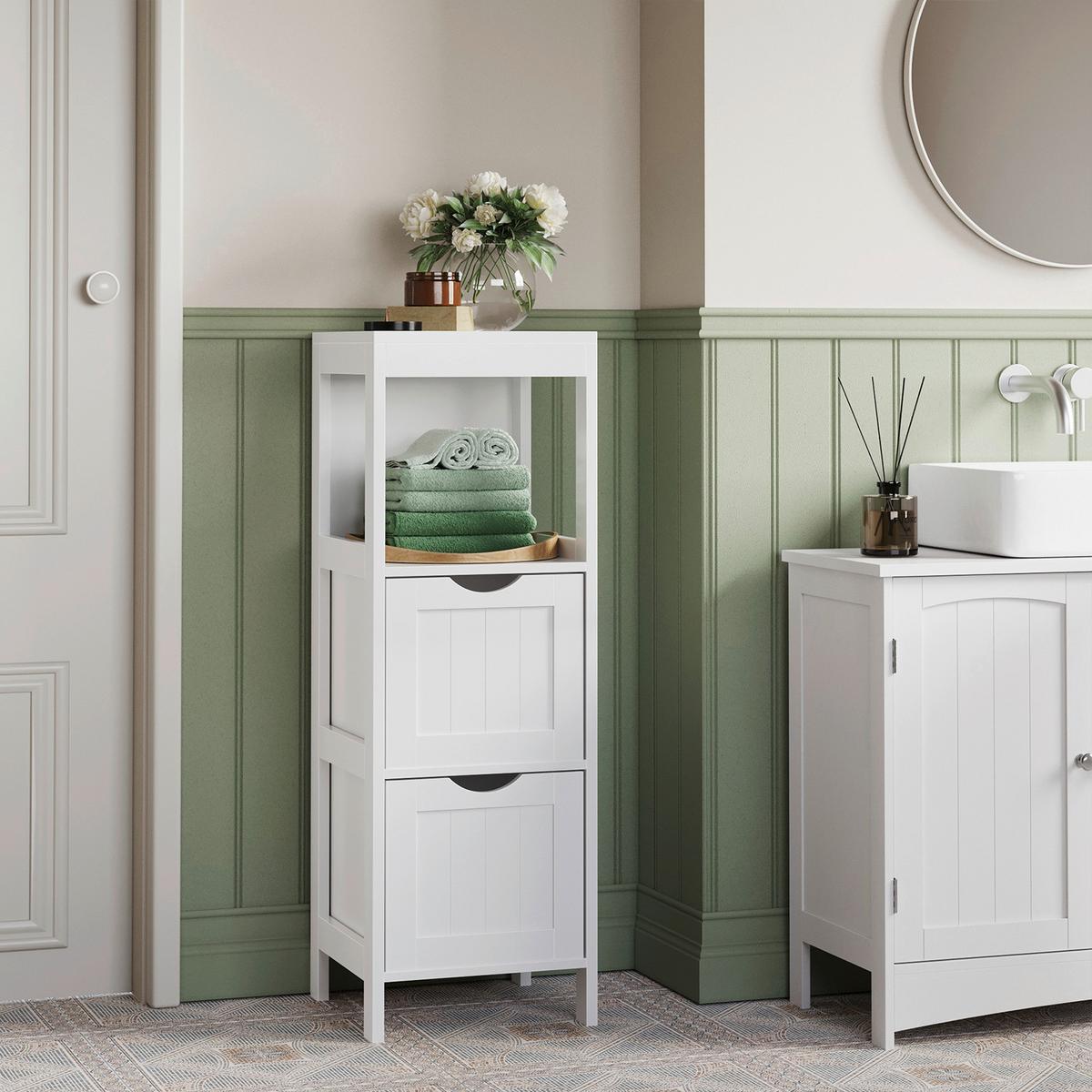 Badezimmerregal Bbc42wt - Weiß, Trend, Holzwerkstoff (30/89/30cm) - MID.YOU