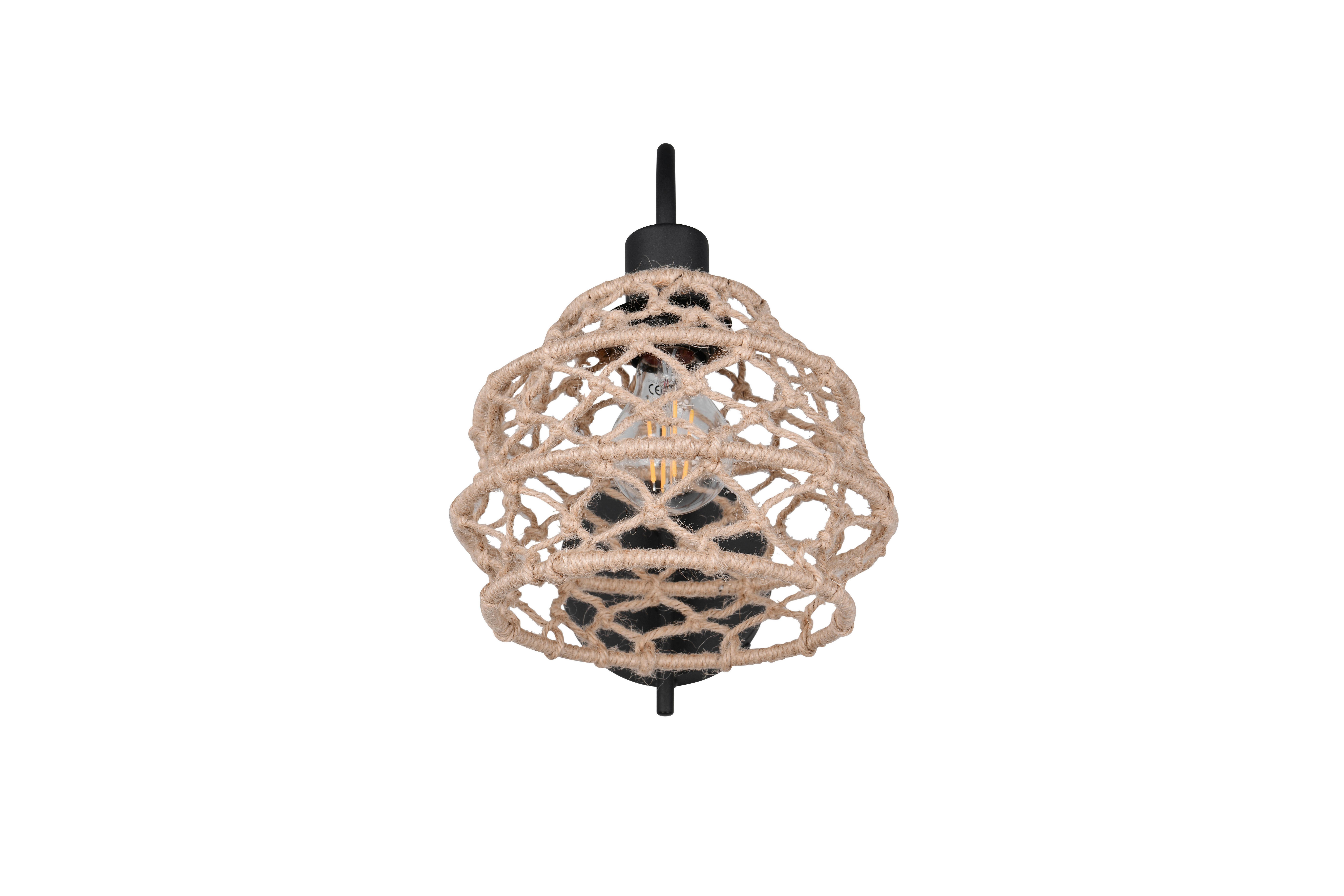 Wandleuchte Hive Naturfarben Schwarz L: 30,5 cm - Schwarz/Naturfarben, Natur, Textil/Metall (30,5/32/20cm)