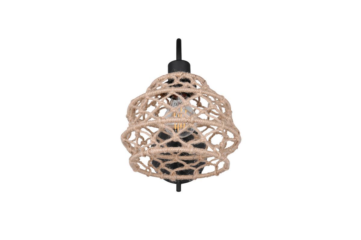 Wandleuchte Hive Naturfarben Schwarz L: 30,5 cm - Schwarz/Naturfarben, Natur, Textil/Metall (30,5/32/20cm)