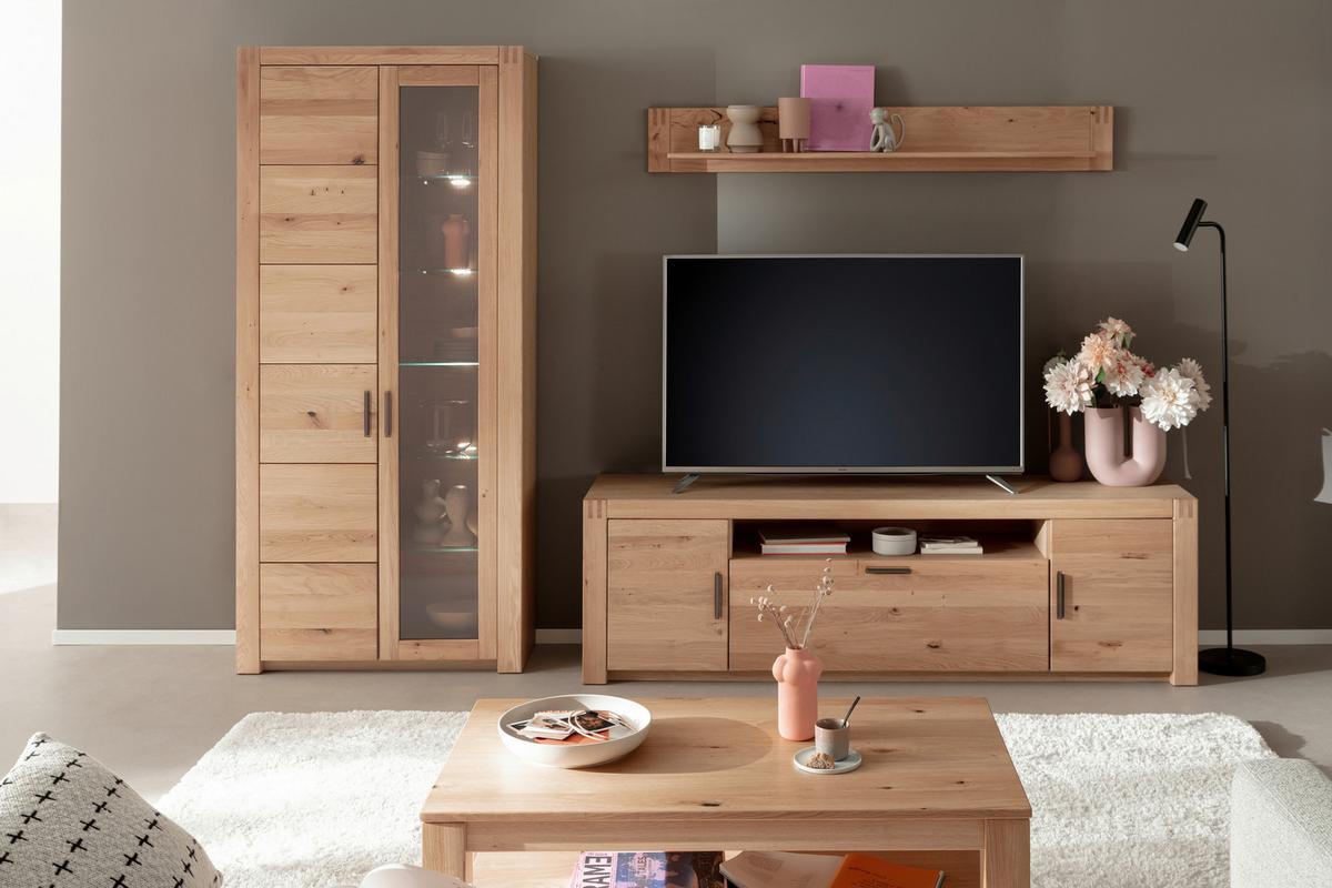 Vitrine Prag - Eichefarben, Design, Glas/Holz (97/203/37cm) - Livetastic