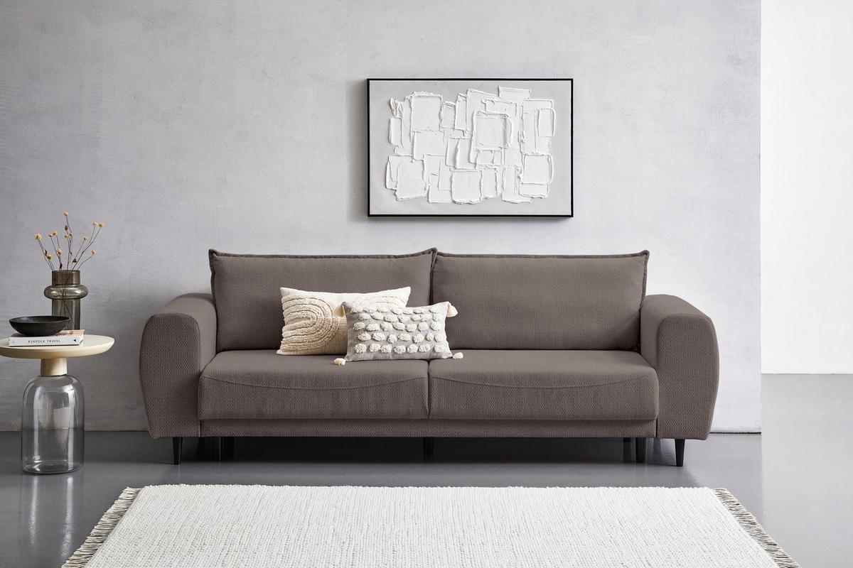 3-sitzer-sofa Mit Schlaffunktion Siena B: 245 Cm - Schwarz/Braun, KONVENTIONELL, Textil (245/85/92cm) - Livetastic