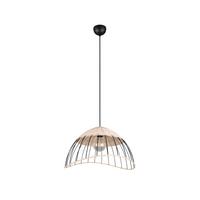 Hängeleuchte Sandrine Naturfarben Schwarz D: 48 cm - Schwarz/Naturfarben, Design, Holz/Metall (48/150cm)