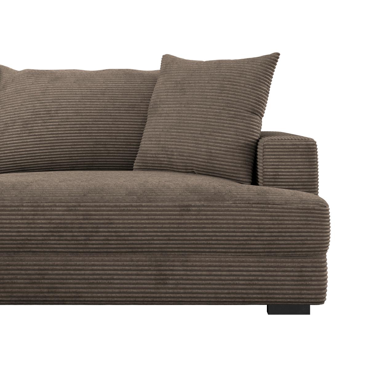 Ecksofa Pelle m. Kissen hellbraun Cord 180x265cm - Hellbraun/Schwarz, MODERN, Textil (180/265cm)