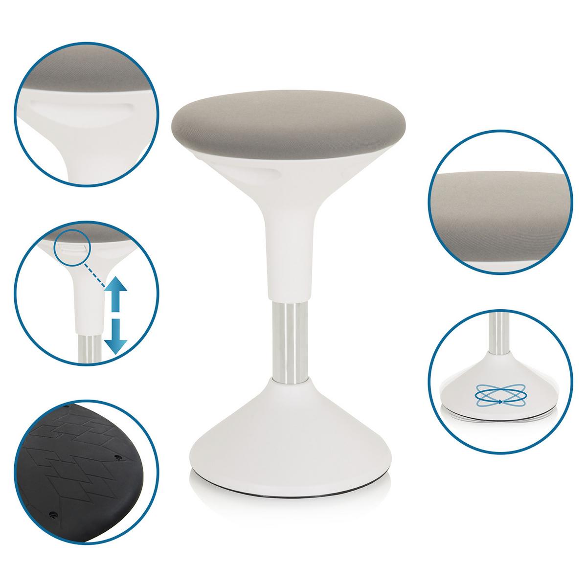Bürohocker Balance Sit Ii W Grau/weiß - Weiß/Grau, MODERN, Kunststoff/Textil (28/43/28cm) - MID.YOU