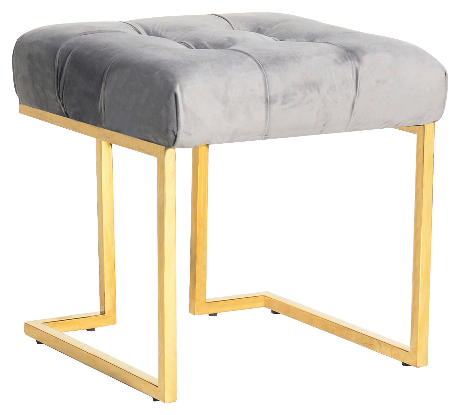 Hocker Rarity Grau, B: 48 cm - Goldfarben, Design, Kunststoff/Metall (48/48/48cm) - Kayoom