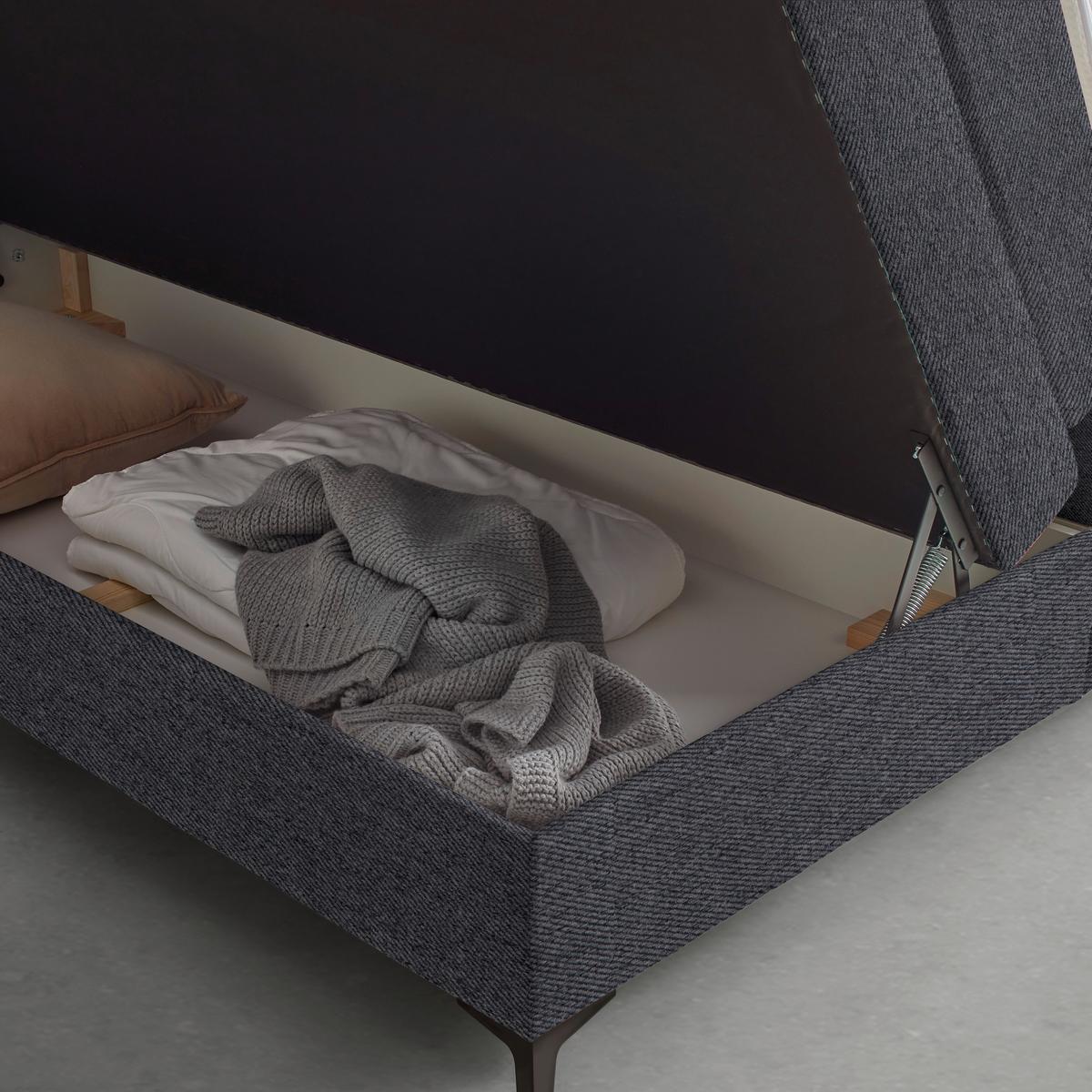 Boxspringová postel BARI 140/200, antracitová - černá/antracitová, Konvenční, kov/textil (140/200cm) - Mömax