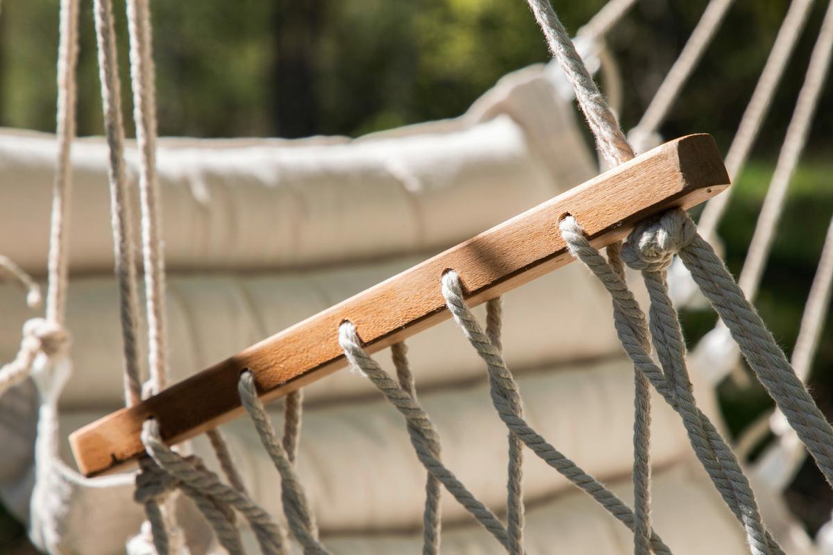 Hängesessel Tapaz - Hellbraun/Weiß, KONVENTIONELL, Textil - Gardenson