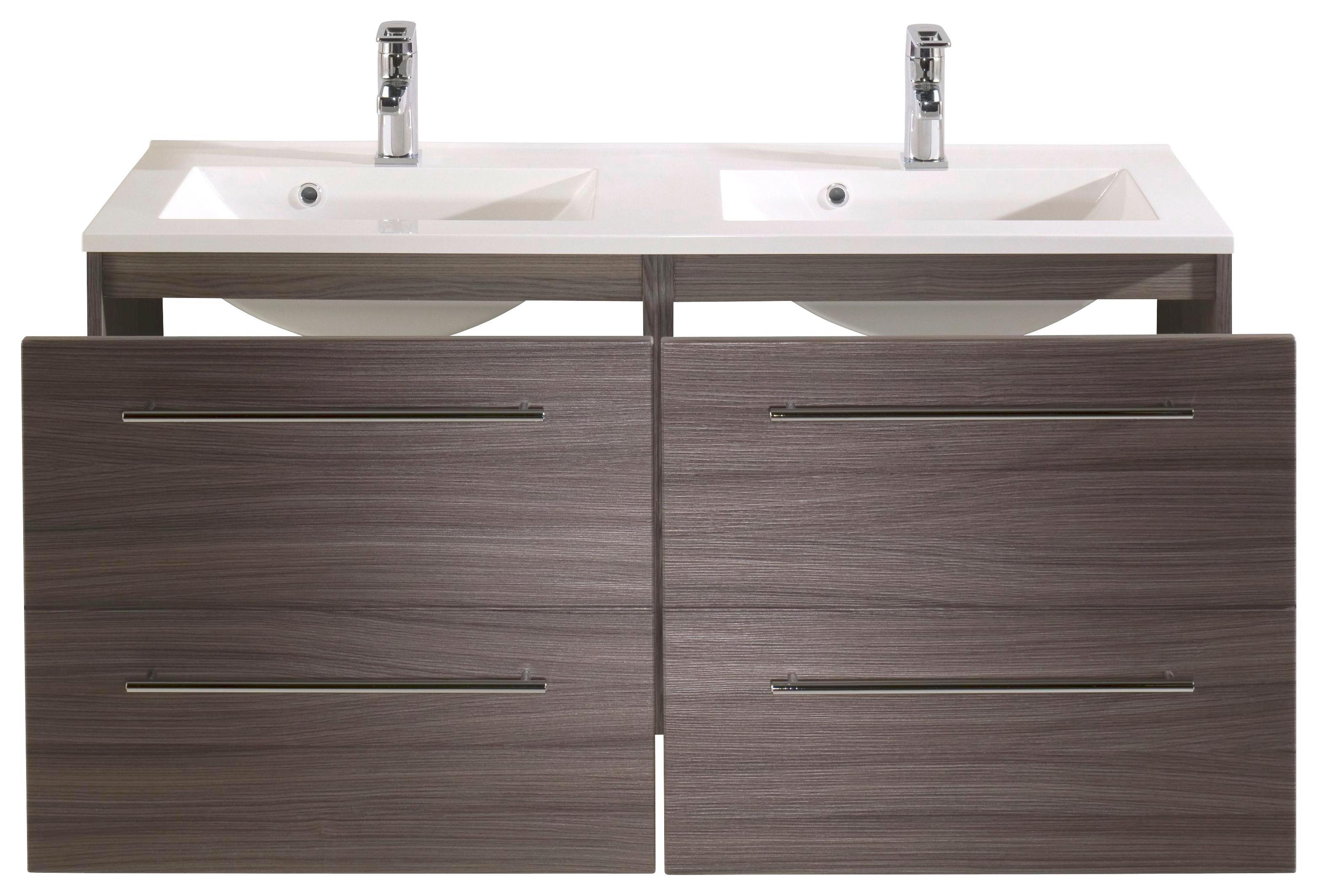 Waschtischkombi Mailand 120 cm Eiche Dekor - Eichefarben/Weiß, MODERN, Holzwerkstoff/Kunststoff (120/54/47cm)