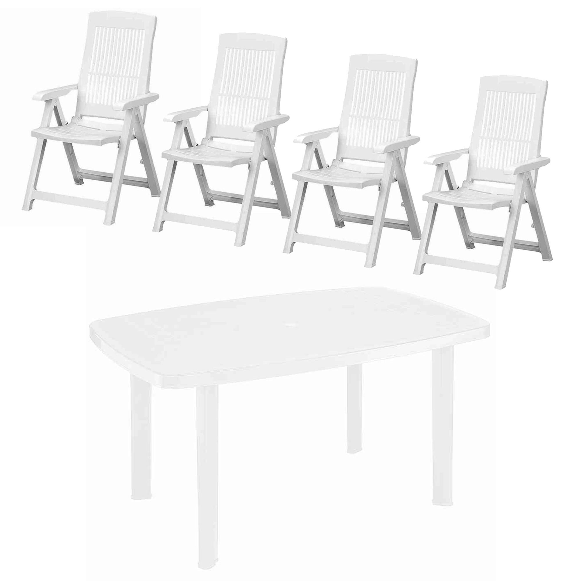 Gartenmöbel Set 5-Tlg. aus Kunststoff - Weiß, KONVENTIONELL, Kunststoff - Siena Garden