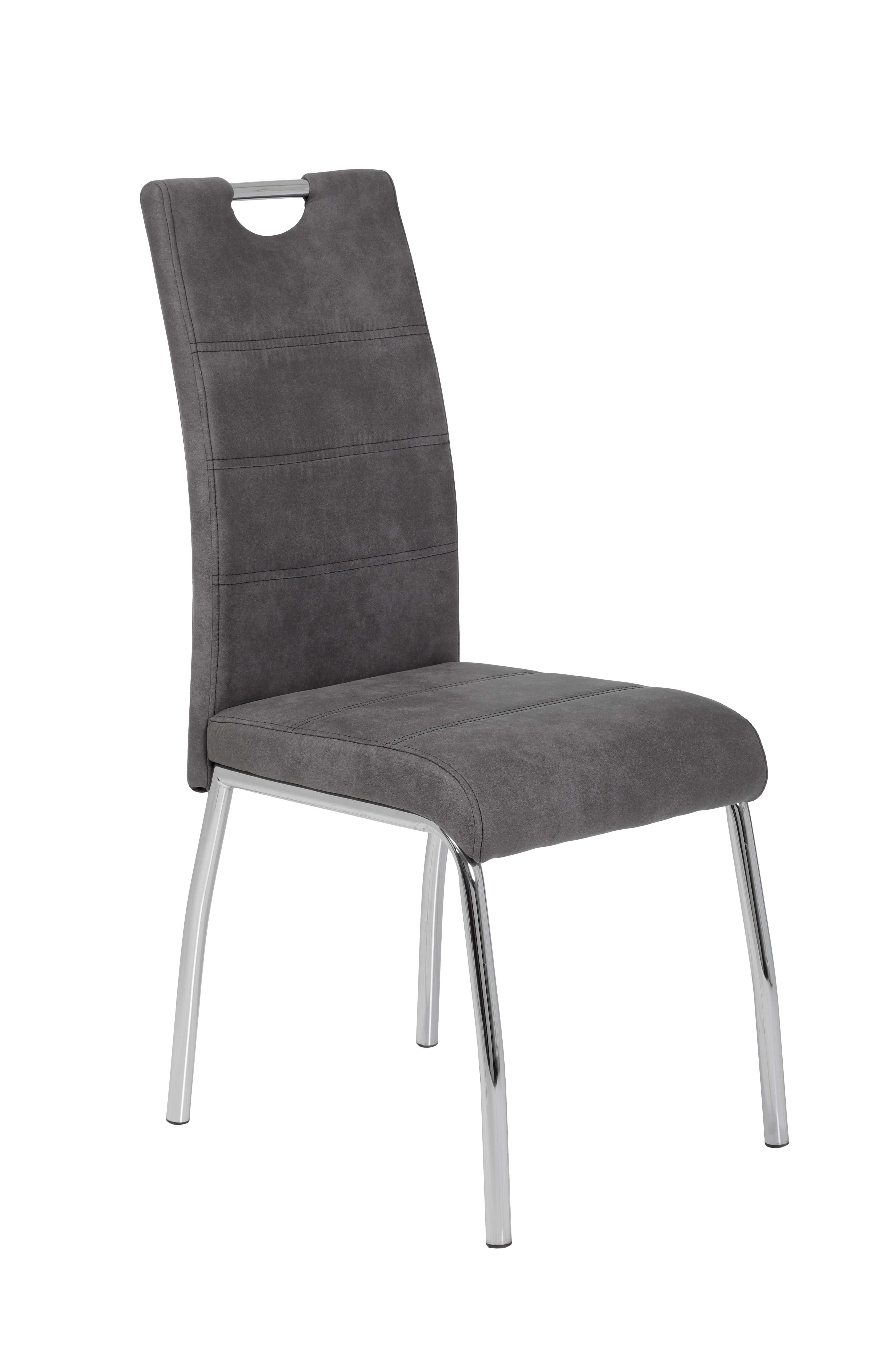 Jídelní židle Susi, textilní kůže, antracitová - barvy chromu/antracitová, Moderní, kov/textil (44/98/61cm)
