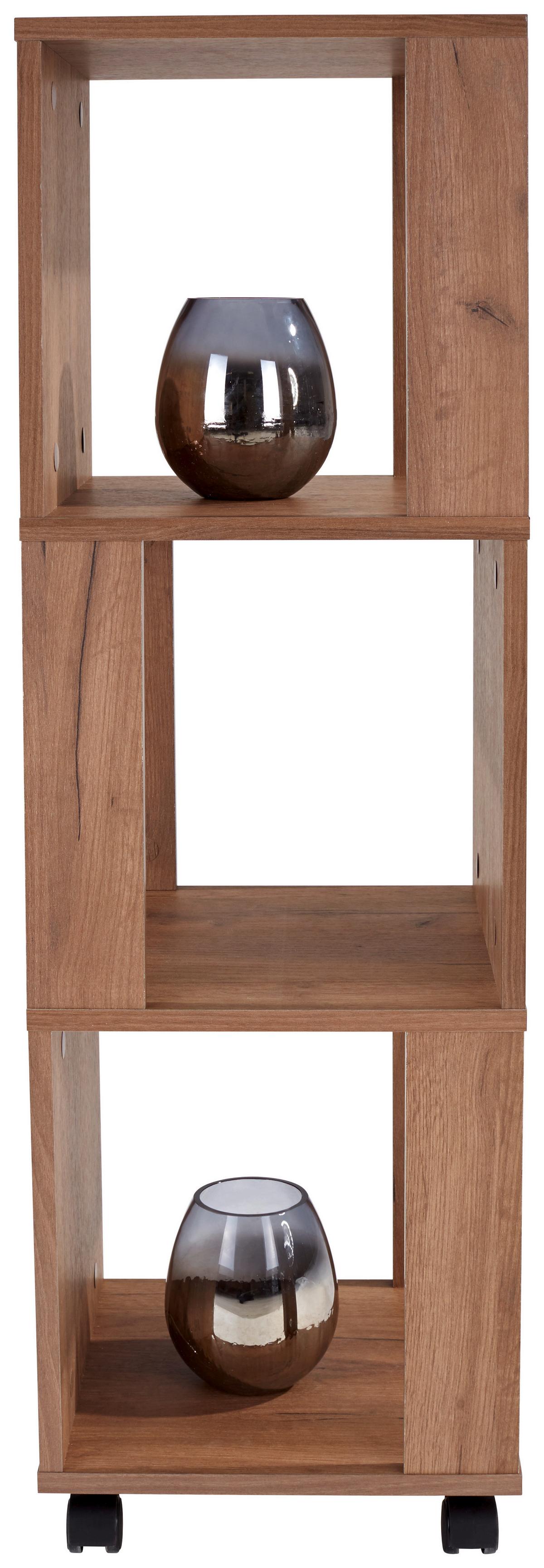 Regal Auf Rollen Rolly B 34cm, Eiche Dekor - Eichefarben, MODERN, Holzwerkstoff/Kunststoff (34/111/34cm)