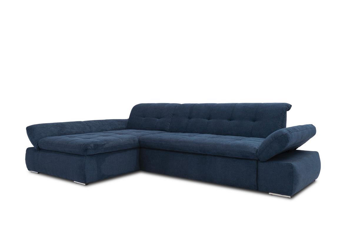 Ecksofa Mit Schlaffunktion Moric Dunkelblau Mikrofaser - Chromfarben/Dunkelblau, KONVENTIONELL, Textil (172/300cm) - MID.YOU