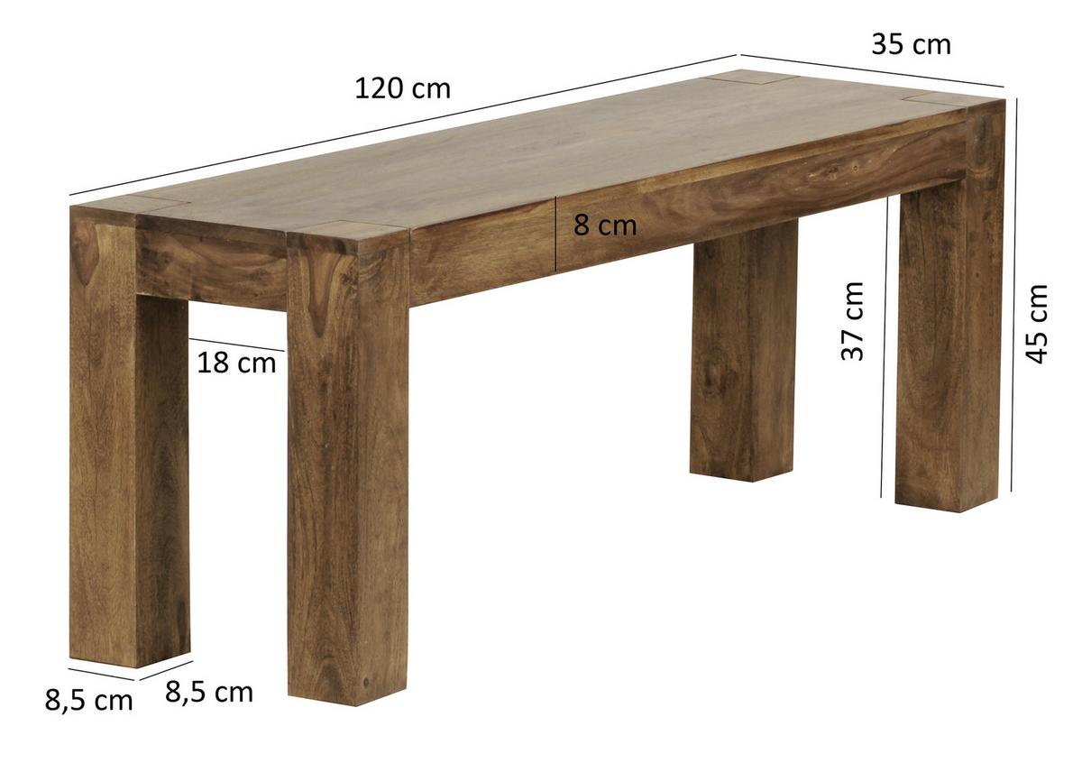 Lavice z masívu Mumbai š: 120 cm - barvy sheesham, Moderní, dřevo (120/45/35cm) - MID.YOU