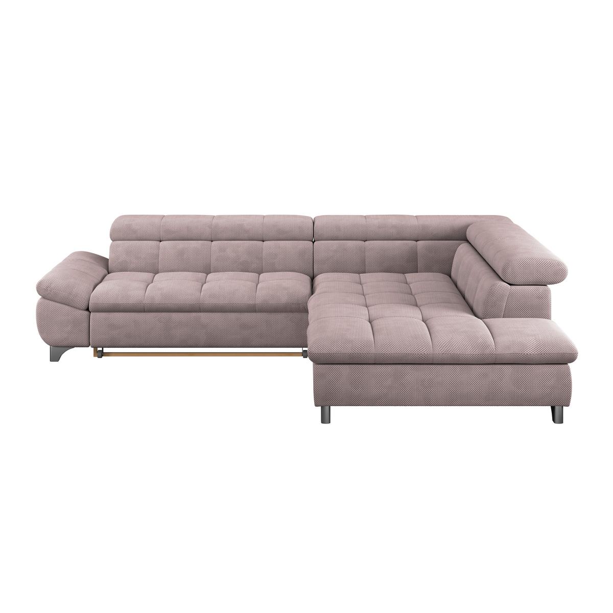 Ecksofa mit Schlaffunktion Gemini Rosa Chenille - Chromfarben/Rosa, KONVENTIONELL, Textil (312/234cm)