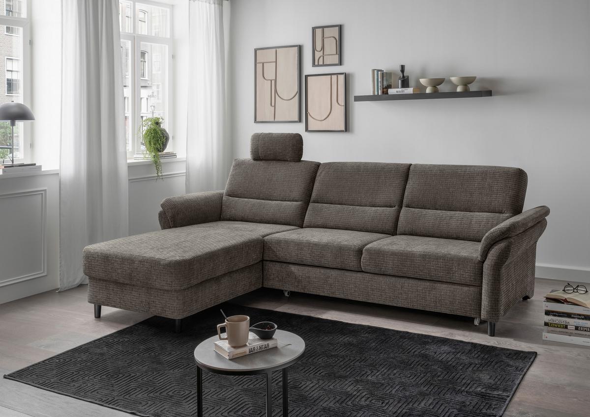 Ecksofa Cavoli Graubraun S: 176x279 cm - Graubraun/Schwarz, MODERN, Textil (176/279cm) - Livetastic