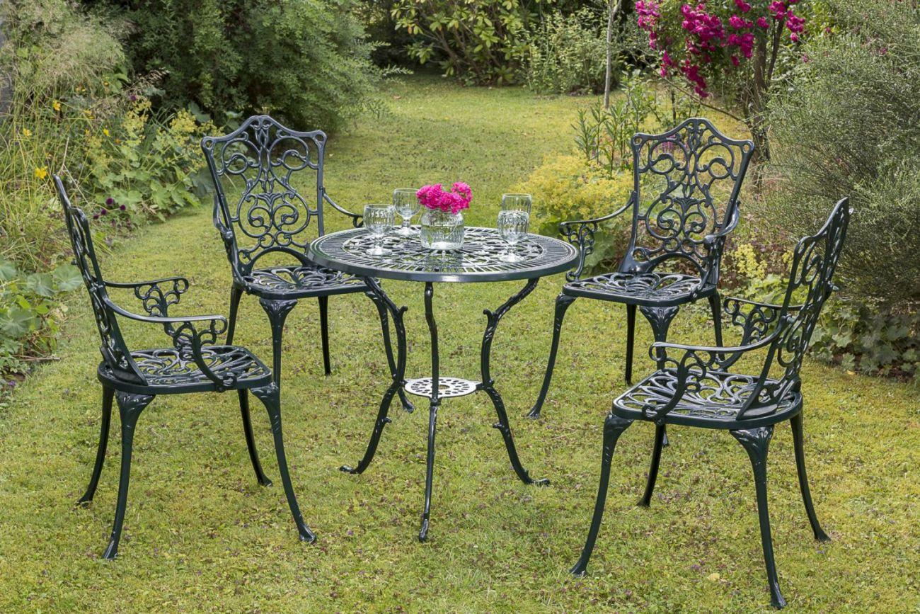 Gartentisch Lugano Grün Ø 70 Cm - Grün, ROMANTIK / LANDHAUS, Metall (70/70/68cm) - Gardenson