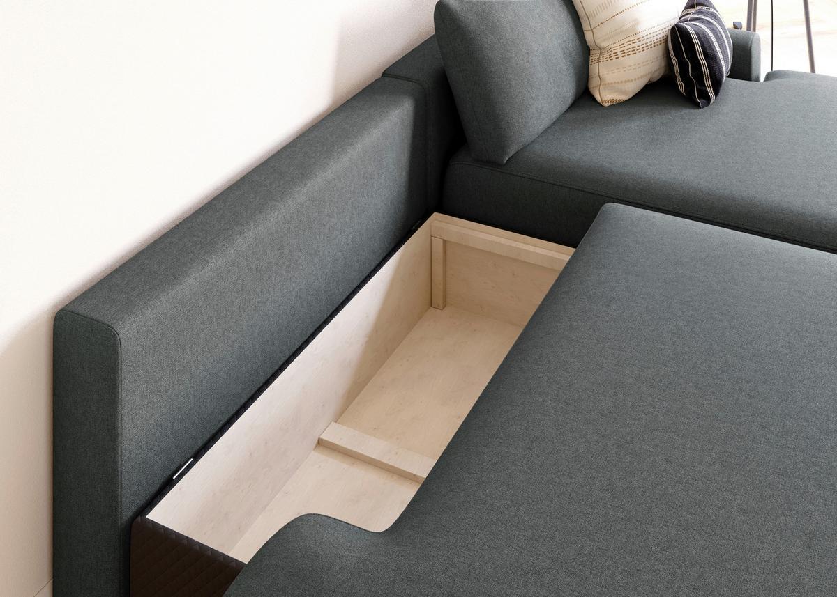 Eckschlafsofa Graphitfarben S: 253x167 cm - Schwarz/Graphitfarben, MODERN, Textil (253/167cm) - Trendmanufaktur