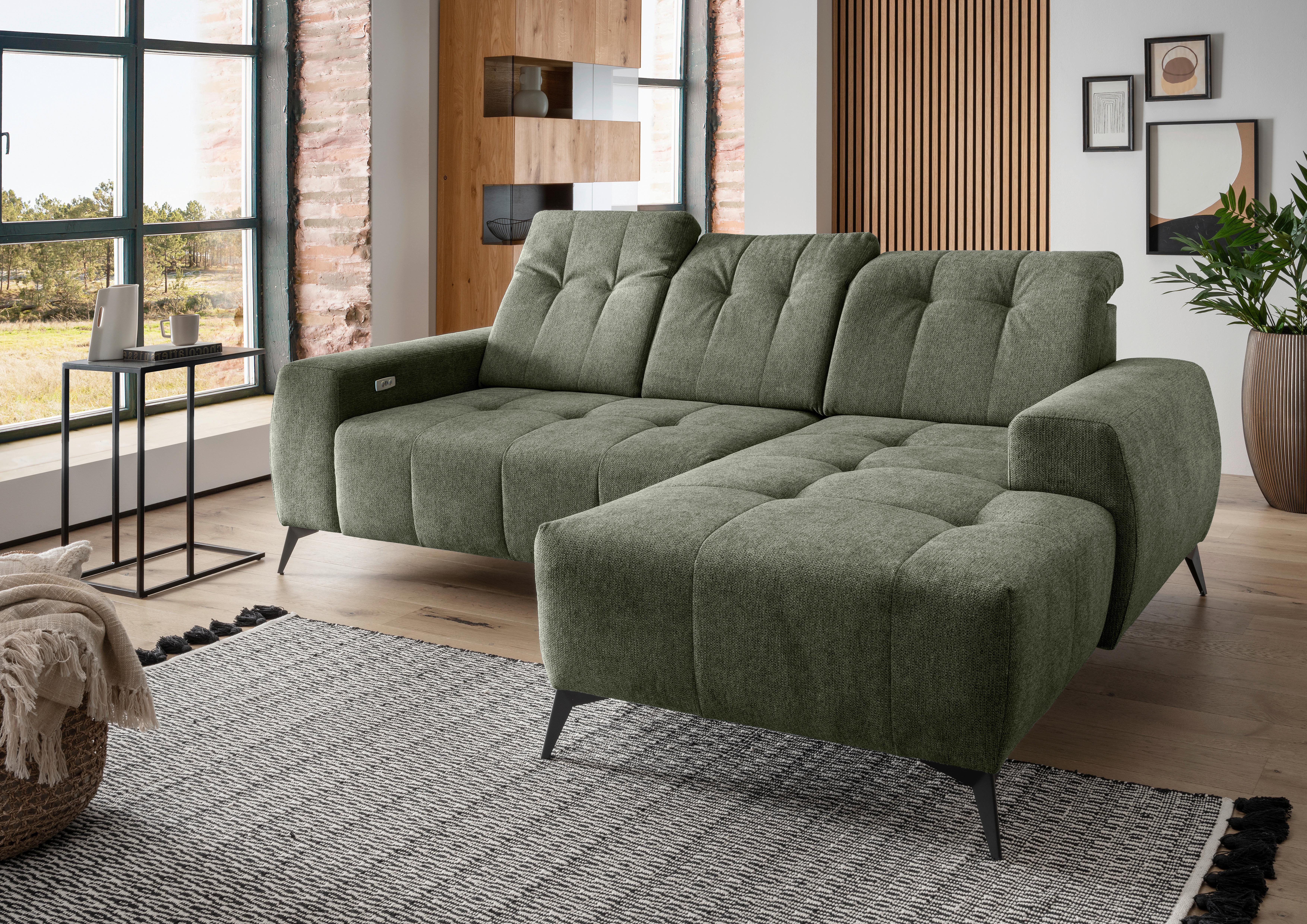 ECKSOFA Sano, Grün S: 258x180 cm - Schwarz/Grün, MODERN, Textil (258/180cm) - Livetastic