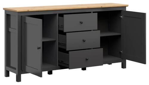 Sideboard Hesen Chest Of Drawers - Graphitfarben/Eiche Artisan, Design, Holzwerkstoff (186/96/44cm)