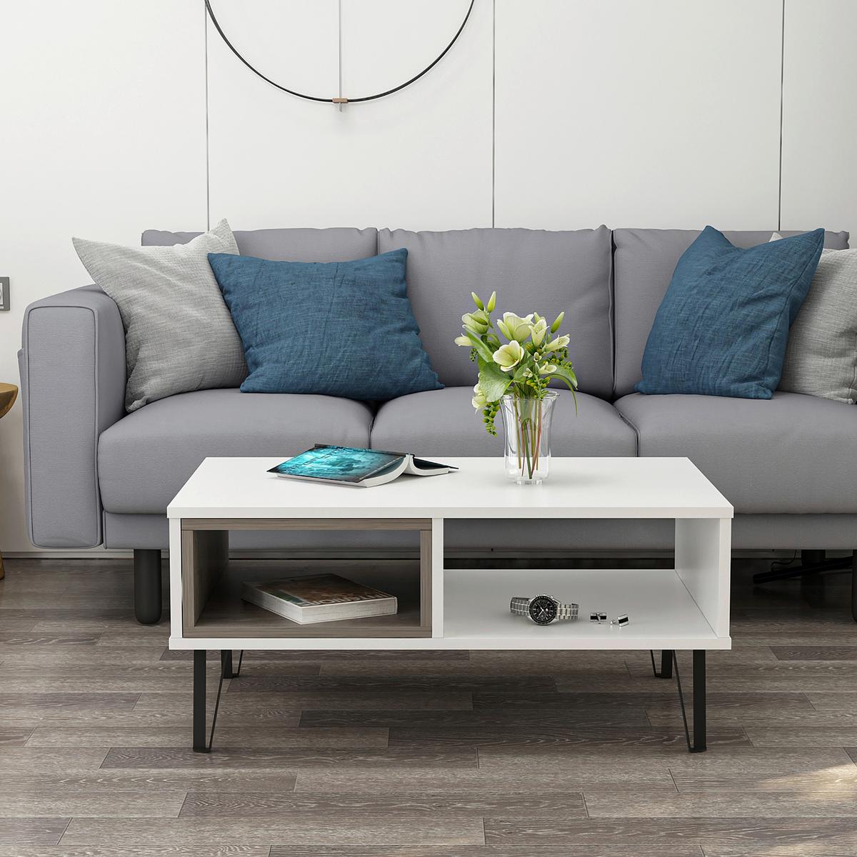KONFERENČNÝ STOLÍK MENDOZ - čierna/biela, Design, kov/kompozitné drevo (90/60/41,1cm) - Livetastic