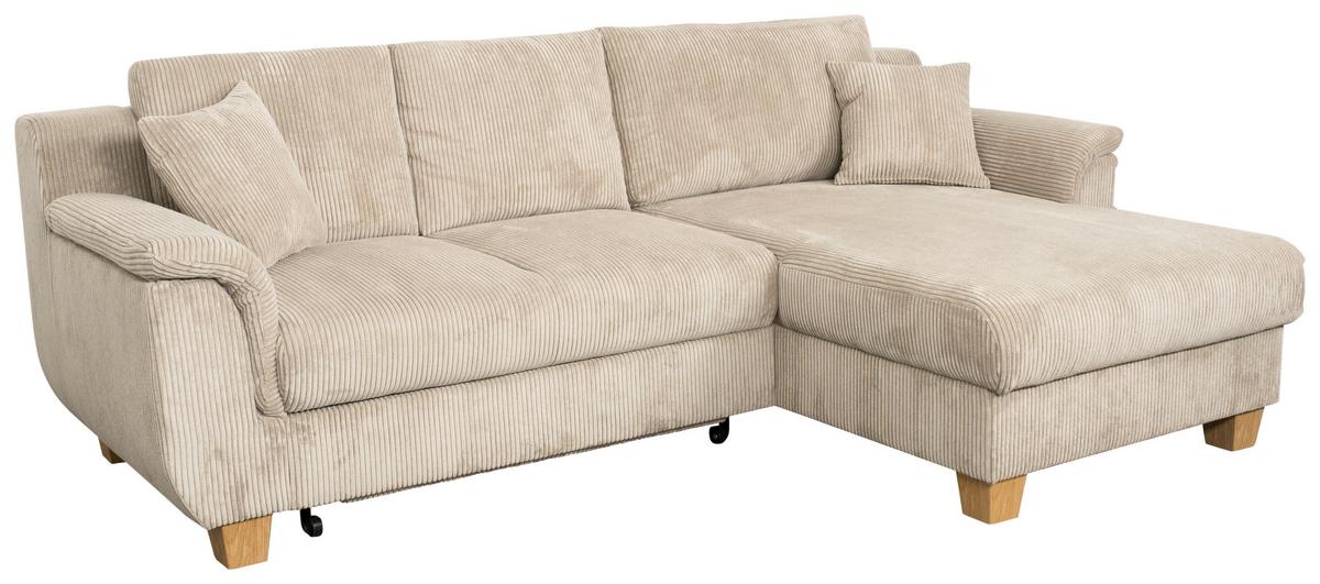 Ecksofa mit Schlaffunktion Alex + Bettkasten Beige 246x88 cm - Beige/Naturfarben, MODERN, Textil (246/156cm)