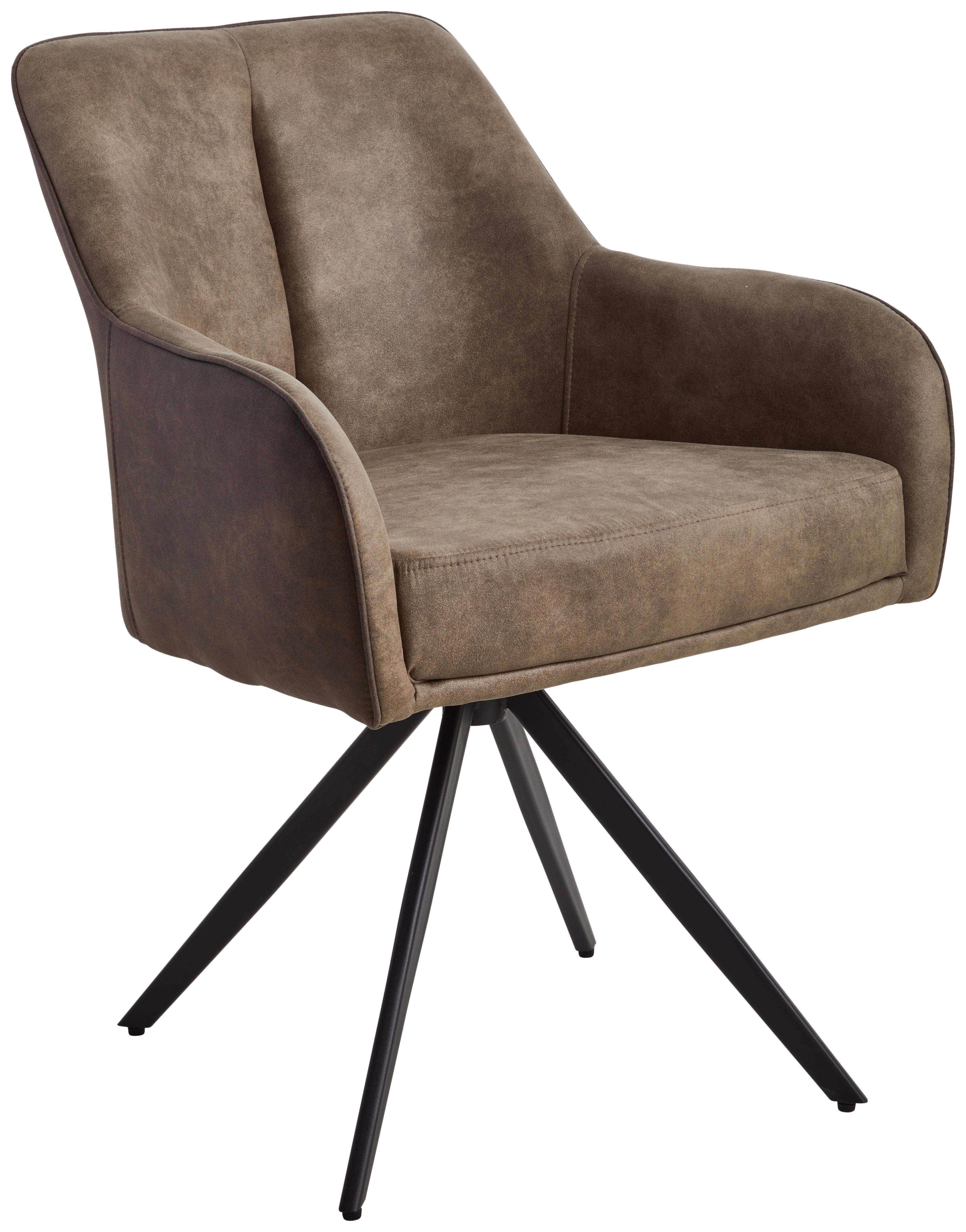 Armlehnstuhl Zwei Braun B: 62 cm - Hellbraun/Schwarz, MODERN, Holz/Textil (62/83/62cm) - Livetastic