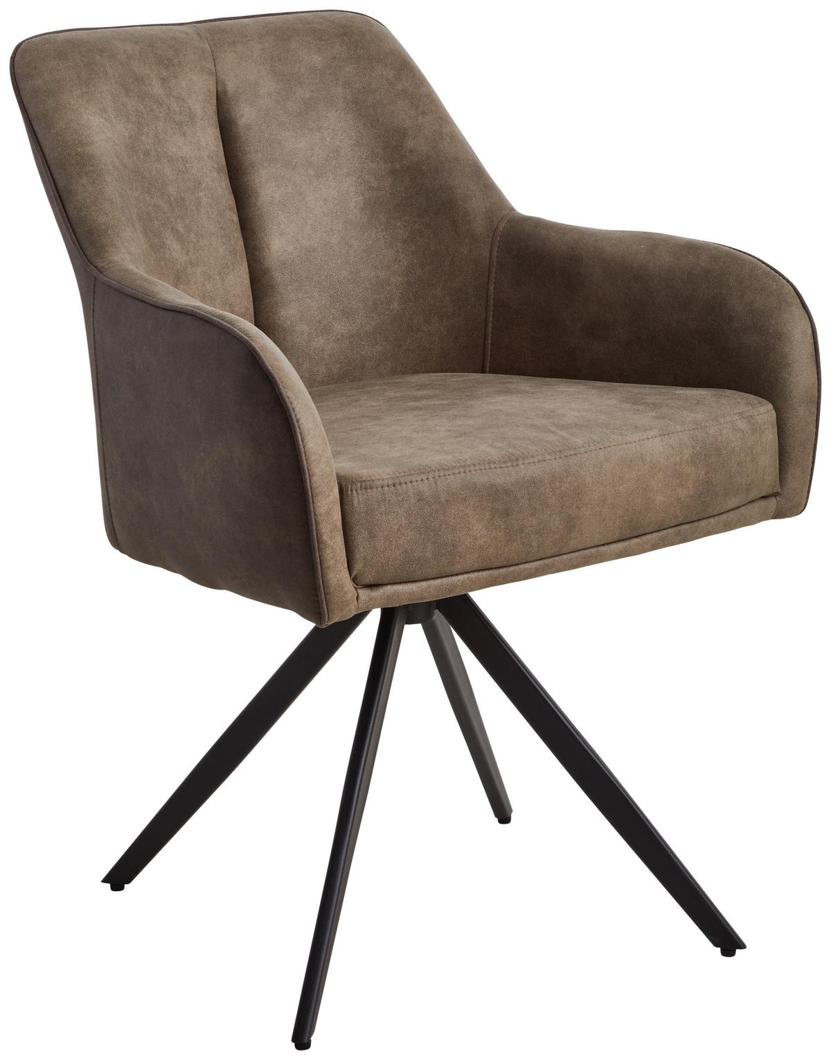 Armlehnstuhl Zwei Braun B: 62 cm - Hellbraun/Schwarz, MODERN, Holz/Textil (62/83/62cm) - Livetastic